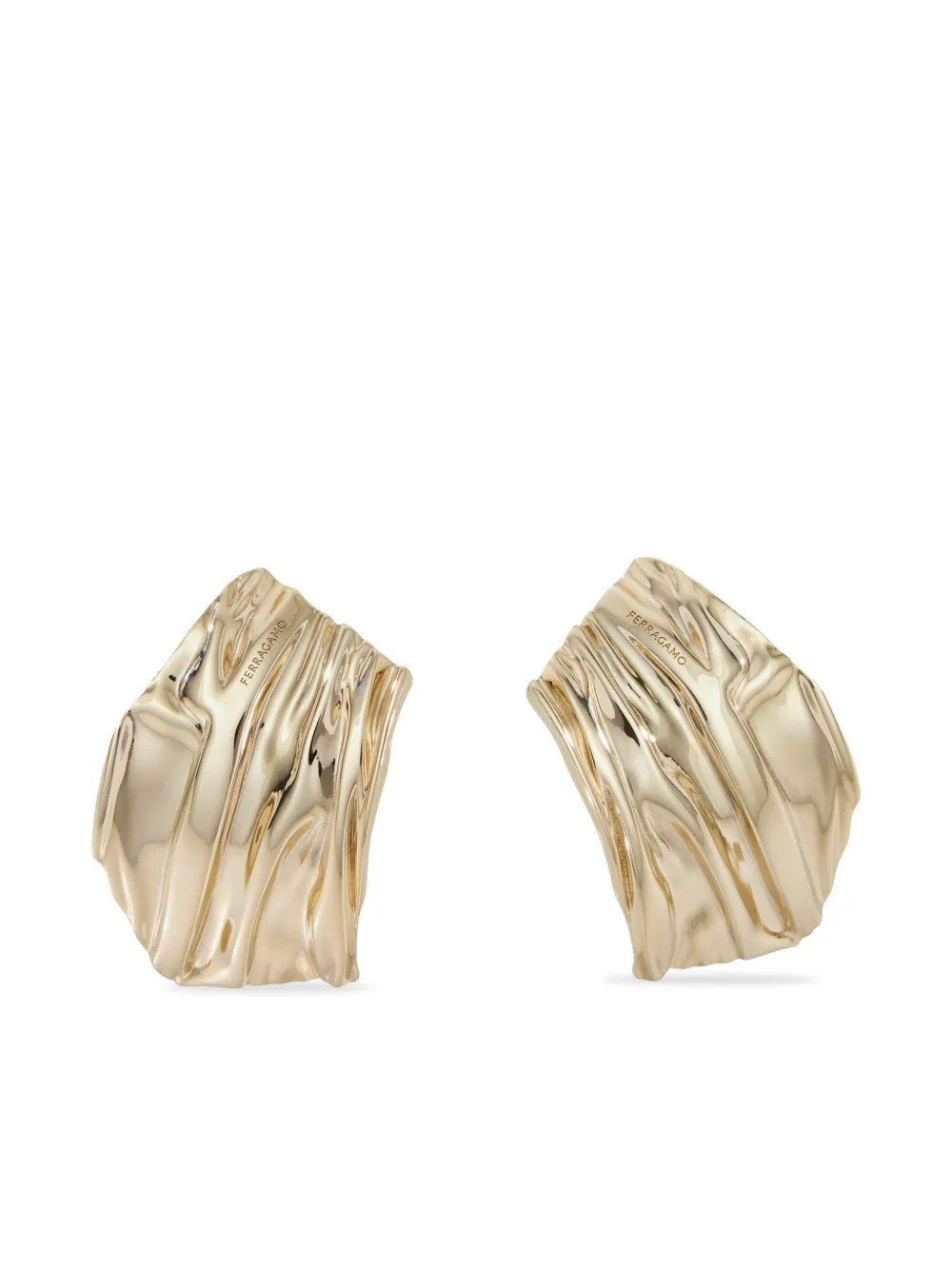 Ferragamo asymmetric draped earring - Gold | Farfetch Global
