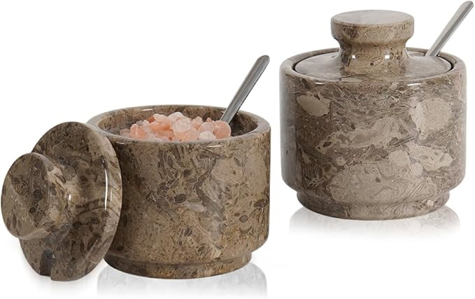 MARBLOUS KRAFTS Marble Salt Cellar 3 Inch Oceanic Flaky Christmas Salt Holder for Countertop, Per... | Amazon (US)