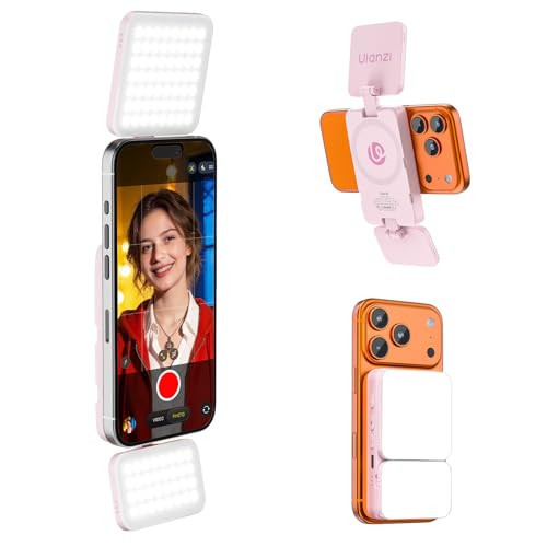 Ulanzi GL01 Magnetic Selfie Light for Phone Top & Bottom Dual LED Fill Lights with Extendable Rod Dimmable 2500K-6500K Portable Video Vlog Light for iPhone 17 Pro Size & Below Not for Pro Max Pink | Amazon (US)