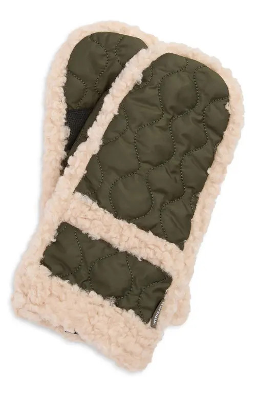 Barbour Marnie Quilted Fleece Lined Waterproof Mittens in Olive at Nordstrom, Size Medium | Nordstrom