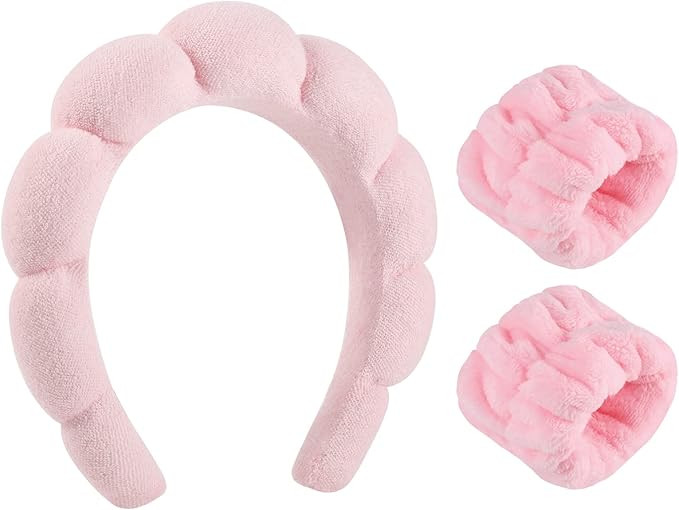 Skincare Headbands, Sponge Spa Headband for Women Pink Makeup Headband for Washing Face Spa Headb... | Amazon (CA)