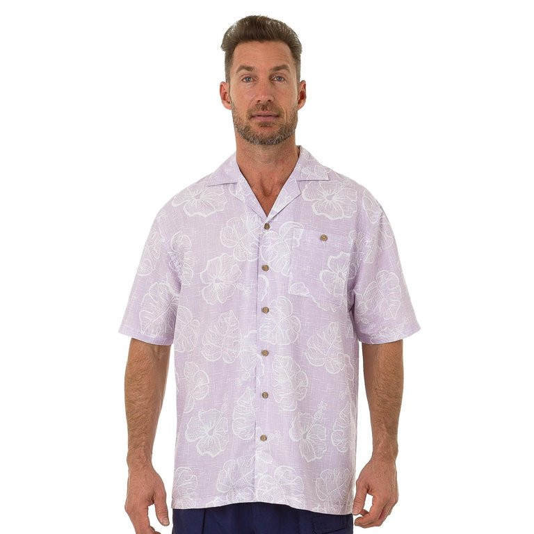 Uzzi Mens Hawaiian Shirt Casual Button Down Beach Shirt Summer Outfit, Liliac, Size: Small | Walmart (US)