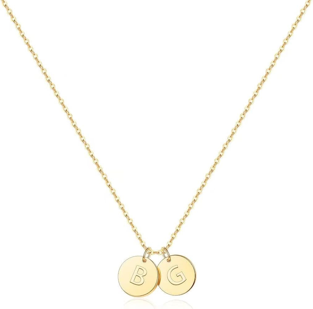 EXEINCITE Two Initial Necklaces for Women Girls, 14K Gold Plated Dainty You and Her/His Initial N... | Amazon (US)