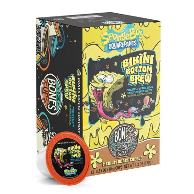 Bones Coffee Company Bikini Bottom Brew 12ct Pineapple Upside Down Cake Flavor Single-Serve Bones Cups Coffee Pods | Target