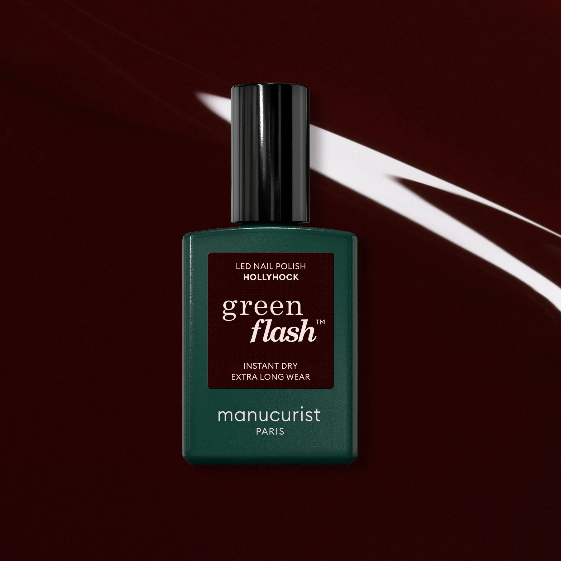 Dark burgundy nail LED polish Hollyhock - Green Flash | Manucurist | Manucurist Global