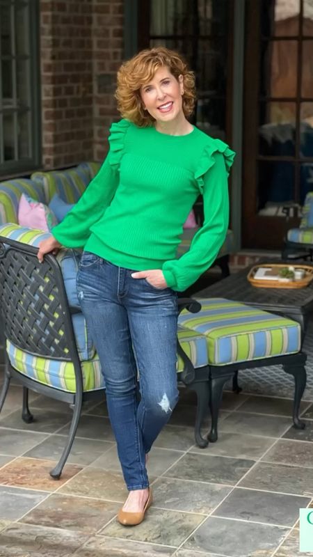 Green sweater, lightweight sweater, spring sweater, ruffle shoulder sweater, ruffle sleeve, high waist jeans, wit & wisdom jeans, body shaping jeans, Ab-solution jeans, taupe flats, pointed to flats, pointy toe flats

This darling and affordable ruffle shoulder sweater is lightweight and comes in 4️⃣ color options! I paired it with Wit & Wisdom Ab-solution jeans - they suck you in and boost what you got! Finished off with taupe pointy toe flats.

#LTKSeasonal #LTKshoecrush #LTKstyletip