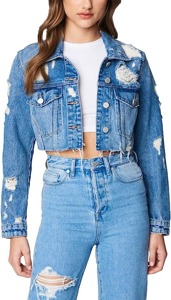 [BLANKNYC] Womens Luxury Clothing Cropped and Distressed Denim Trucker Jackets, Comfortable & Sty... | Amazon (US)