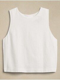 Cropped Linen-Blend Covered Button Tank | Banana Republic Factory
