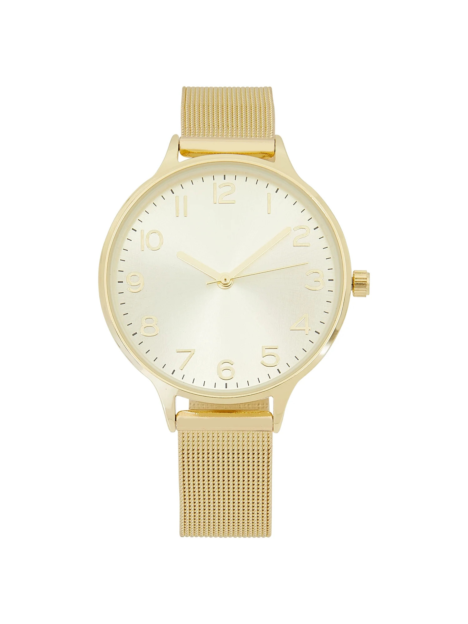 Time and Tru Women's Gold Tone Round Watch with Mesh Bracelet Strap | Walmart (US)