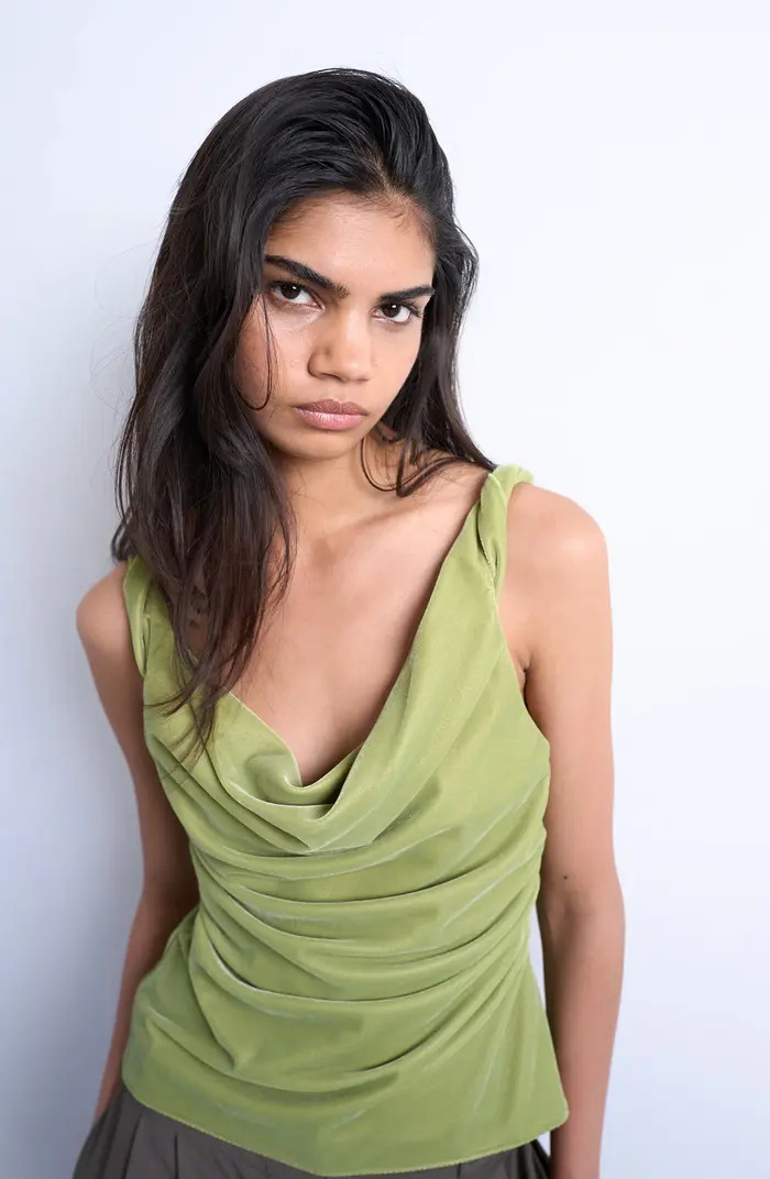 Twist Shoulder Velvet Top | Nordstrom