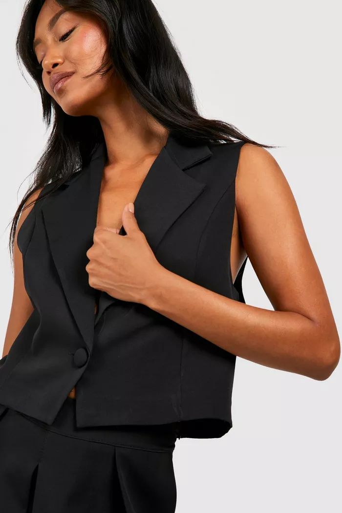 Tailored Boxy Cropped Vest | boohoo (US & Canada)