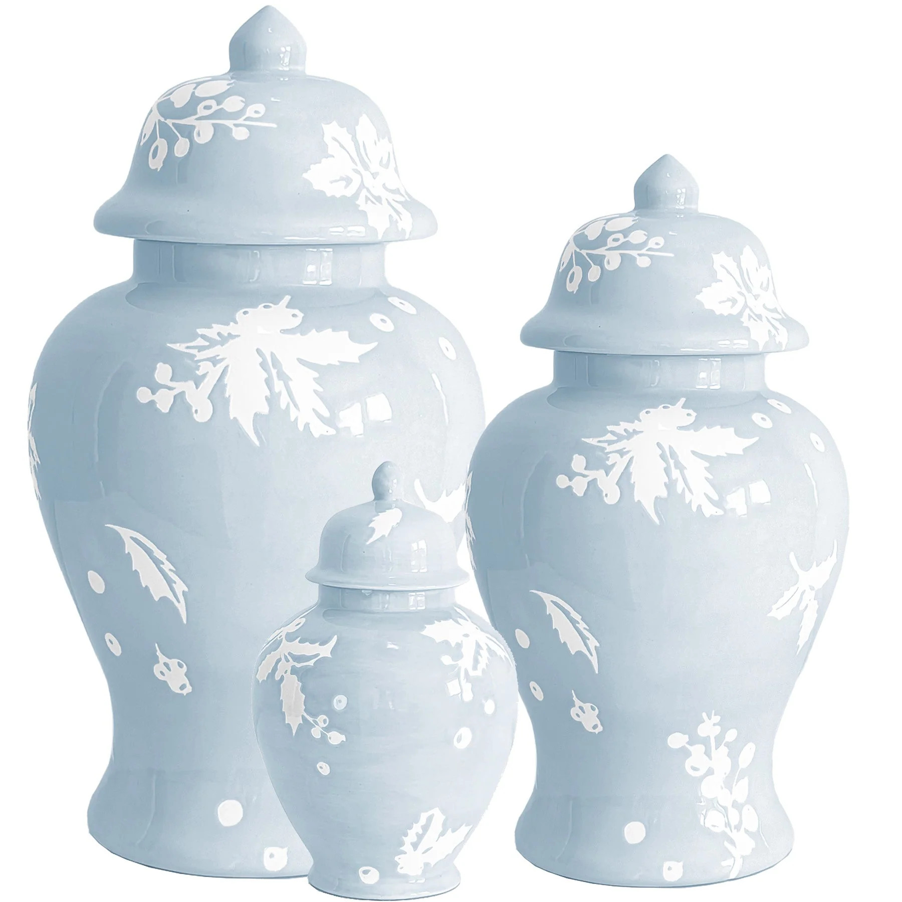 Deck the Halls Ginger Jars in Hydrangea Light Blue | Ruby Clay Company