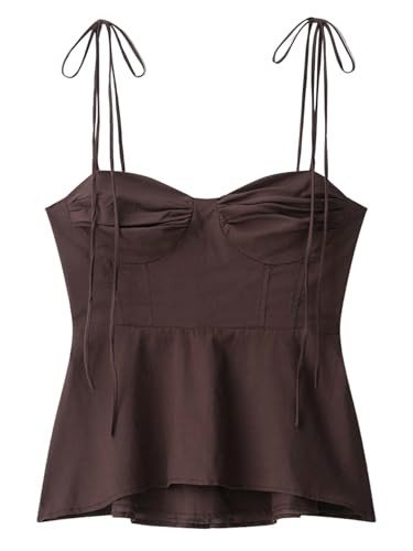 Verdusa Women's Milkmaid Top Ruched Babydoll Tops Crop Camisole Y2k Outfits | Amazon (US)