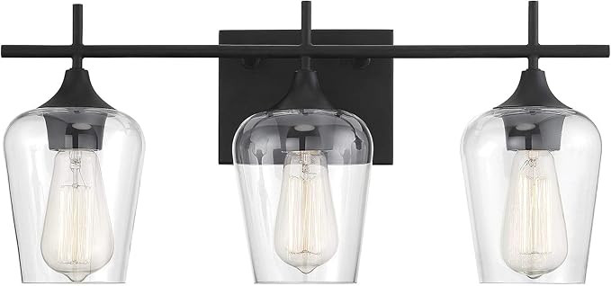 Savoy House 8-4030-3-BK Octave 3-Light Bathroom Vanity Light in a Black Finish with Clear Glass (... | Amazon (US)