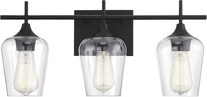 Savoy House 8-4030-3-BK Octave 3-Light Bathroom Vanity Light in a Black Finish with Clear Glass (... | Amazon (US)