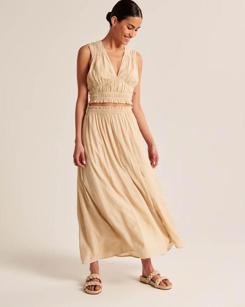 Textured Maxi Skirt | Beige Skirt Skirts | Resort Wear 2023 | Vacation Outfits | Abercrombie & Fitch (US)