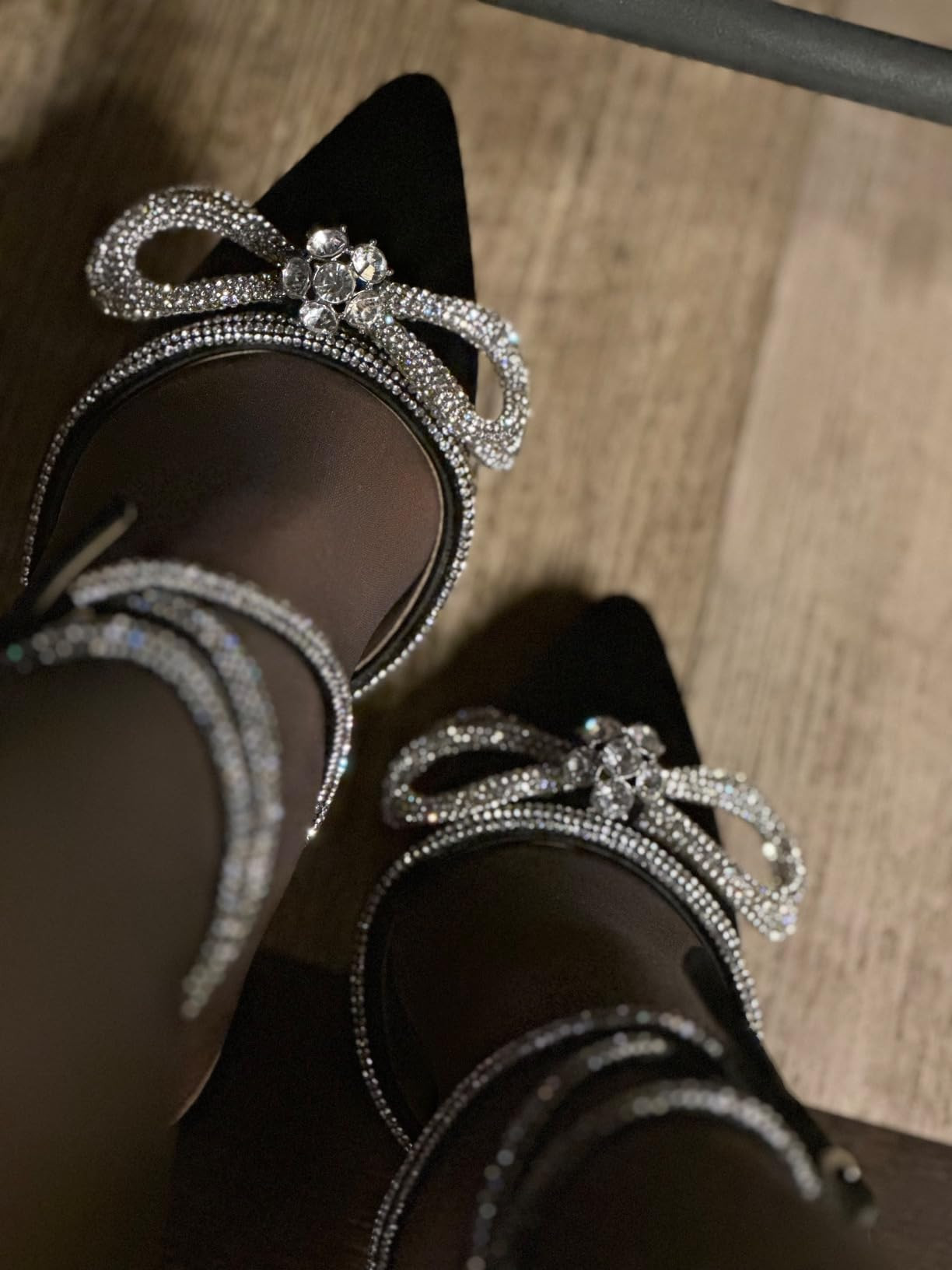 VETASTE Women's Double Bow Pointed Toe Ankle Strap Crystal Pumps Wedding Bridal Party Stilettos B... | Amazon (US)