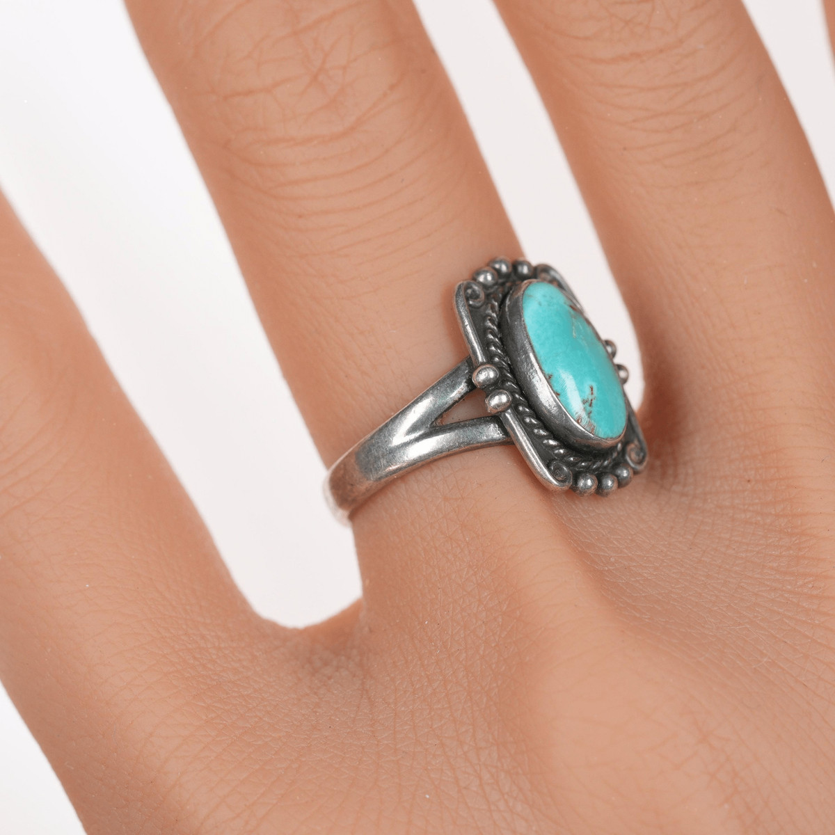 sz8 Vintage Native American silver ring with gorgeous turquoise | eBay US