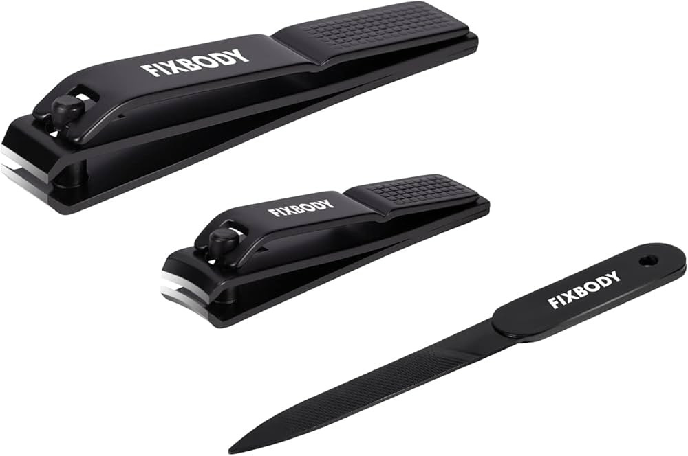 FIXBODY Nail Clipper Set – Black Stainless Steel Fingernails & Toenails Clippers & Nail File Sh... | Amazon (US)
