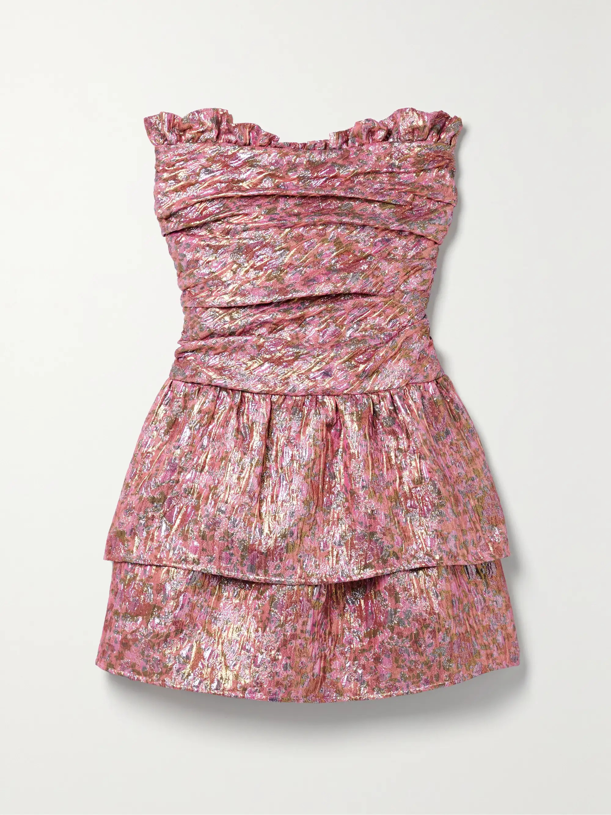 Acelin strapless gathered brocade mini dress | NET-A-PORTER APAC