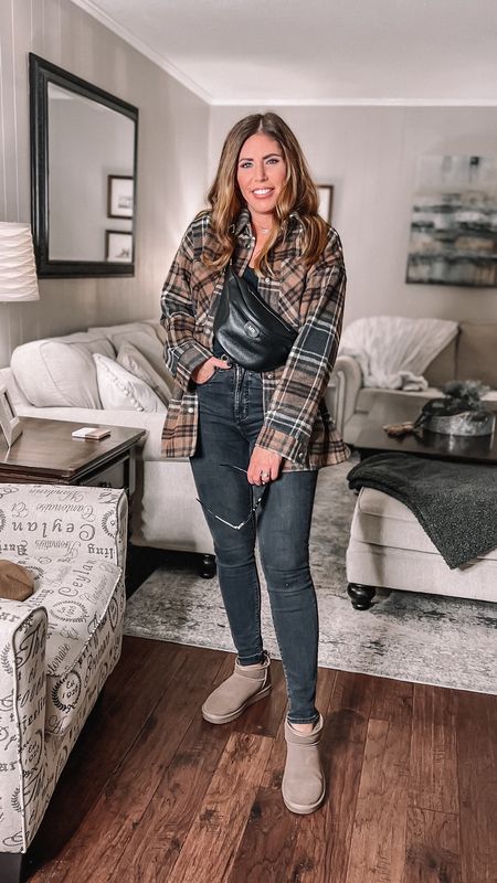 Winter capsule: mini ultra Uggs look for less
Styled with black skinny jeans, black tee and plaid shirt jacket for a laid back casual look.

#CapsuleWardrobe #WinterCapsuleWardrobe #LookForLess #WinterStyle #LeatherBumBag #GiftGuide #EffortlessStyle #EveryDayStyle #Shacket #Over40Style 


#LTKstyletip #LTKunder100 #LTKGiftGuide