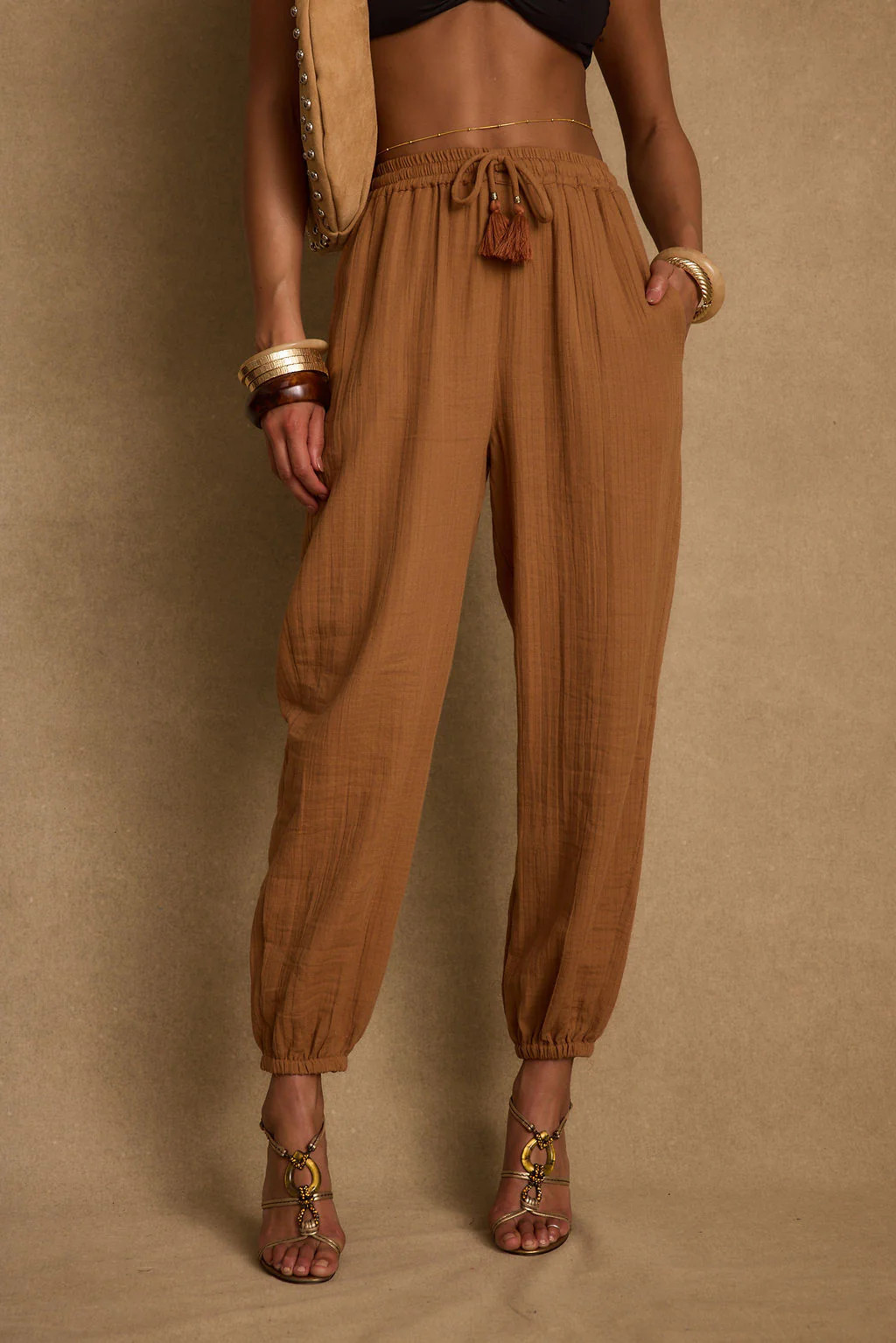 Midsummer Clay Linen Joggers | 12th Tribe