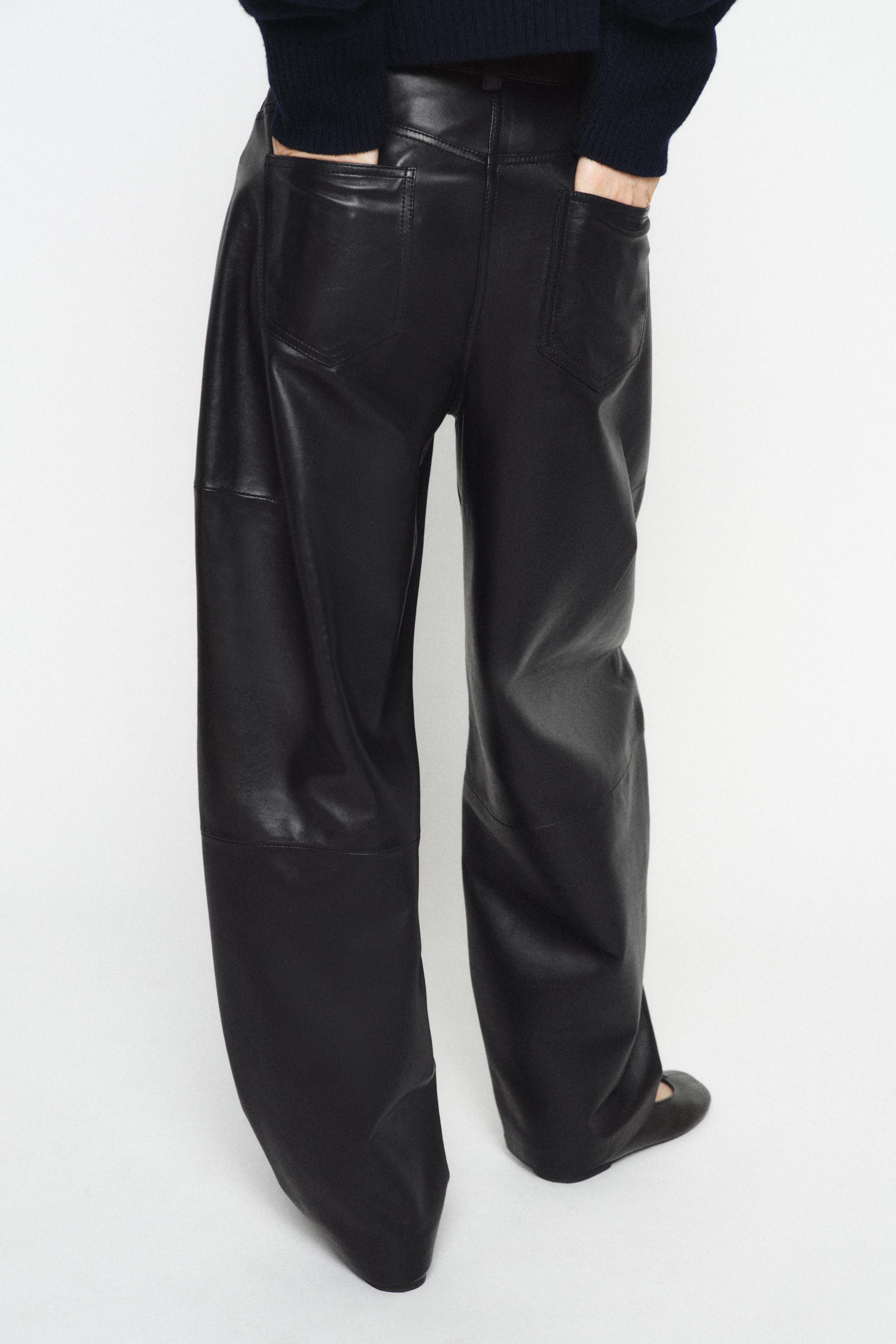 ZW COLLECTION LIMITED EDITION LEATHER BARREL PANTS | Zara US