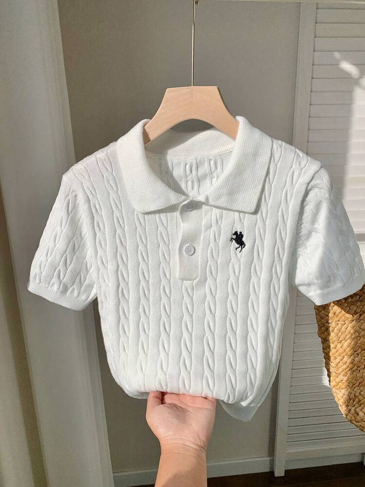 Comfortcana Top De Punto De Manga Corta Y Lisa Para Mujer, Minimalista Y De Moda | SHEIN