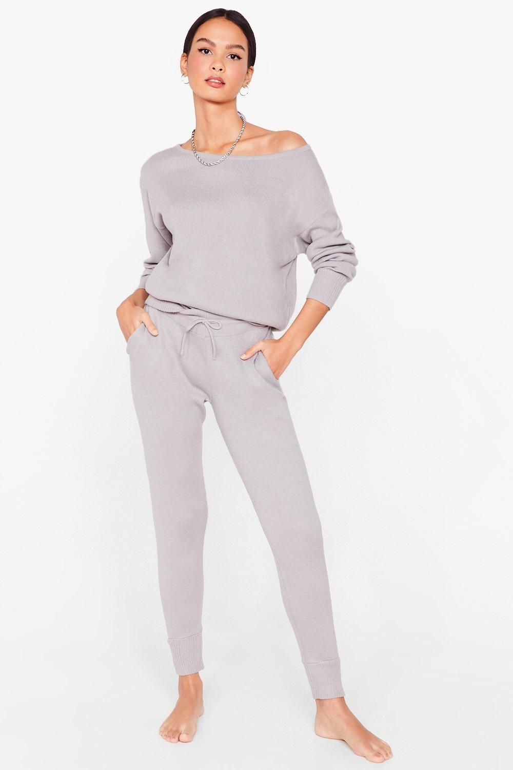 Fitted Knit Sweater and Sweatpants Set | Nasty Gal (US)