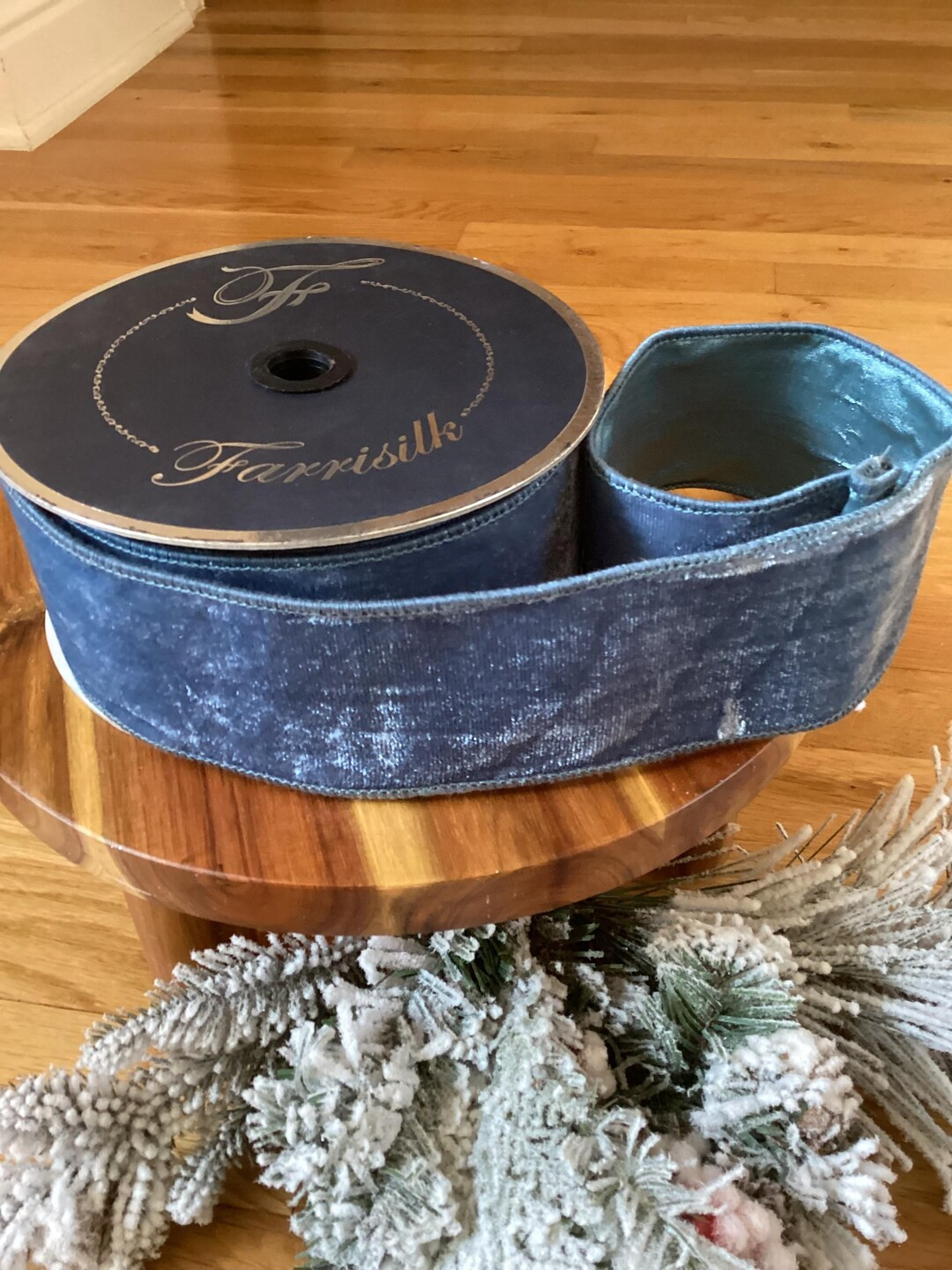 Farrisilk Ribbon, Velvet Luster Ribbon, Farrisilk, Designer Ribbon, Steel Blue Velvet Ribbon, Hol... | Etsy (US)