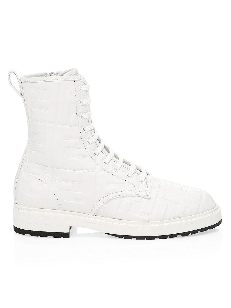 Fendi Women's FF Leather Combat Boots - White - Size 8 | Saks Fifth Avenue