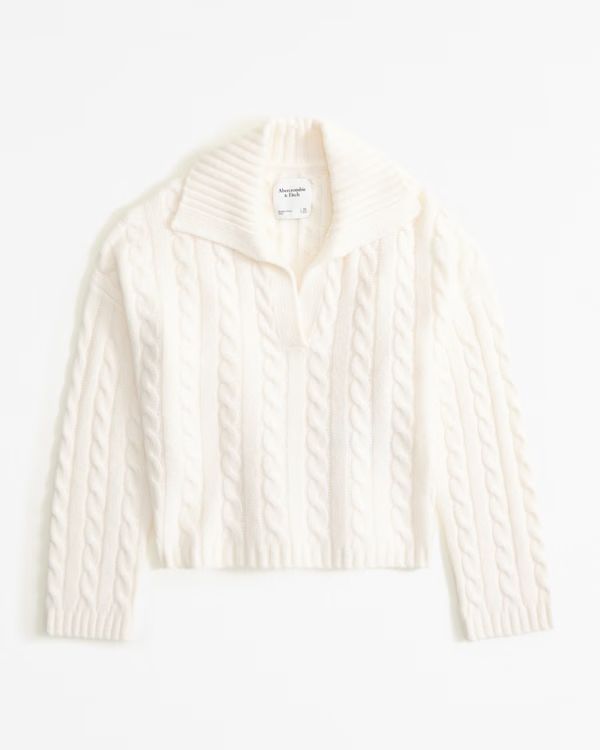 Women's Cable Notch-Neck Sweater | Women's Tops | Abercrombie.com | Abercrombie & Fitch (US)