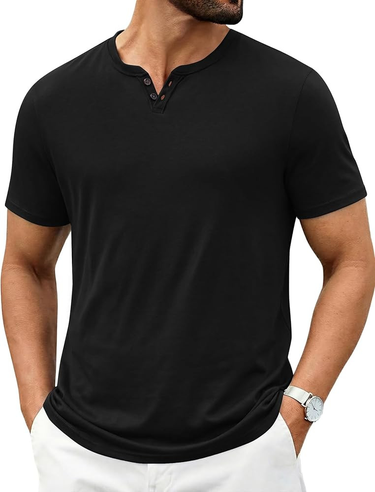 COOFANDY Men's T Shirts Short Sleeve Casual V Neck T-Shirt Soft Notch Neck Tee Classic Plain Shir... | Amazon (US)