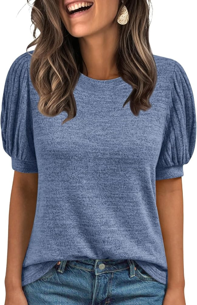 AUTOMET Womens Tops Summer Sweater Long Tunic Dressy Casual Blouses Business Cute Trendy Short Sl... | Amazon (US)