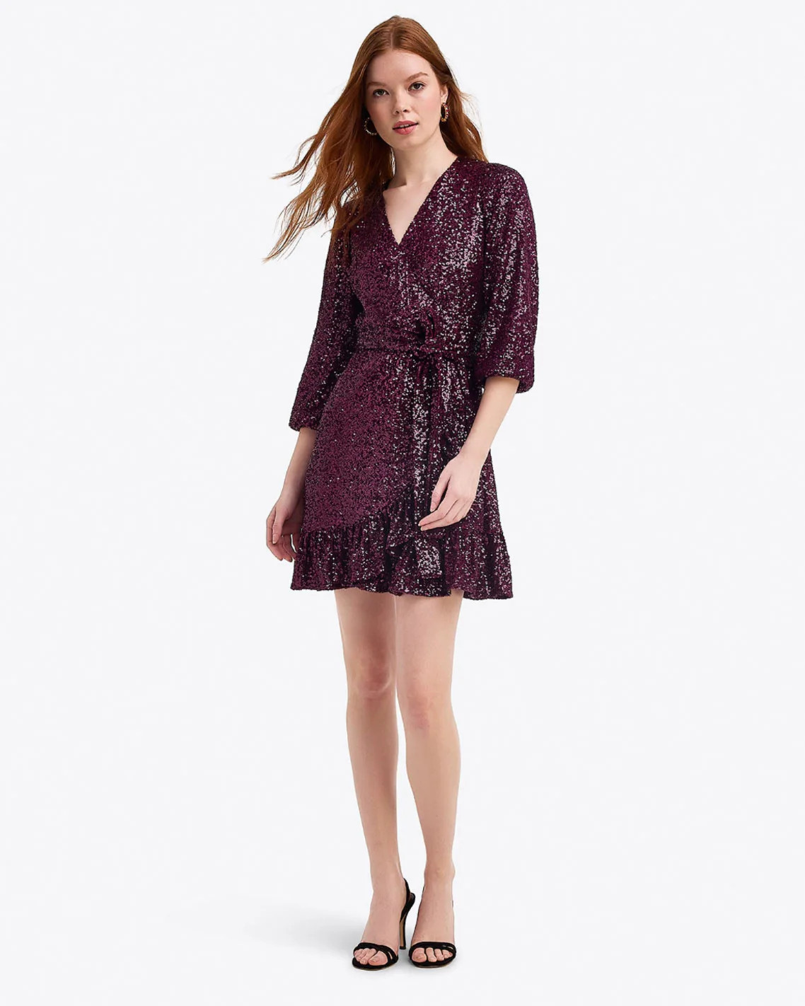 Jordan Long-Sleeve Wrap Dress in Sequins | Draper James (US)