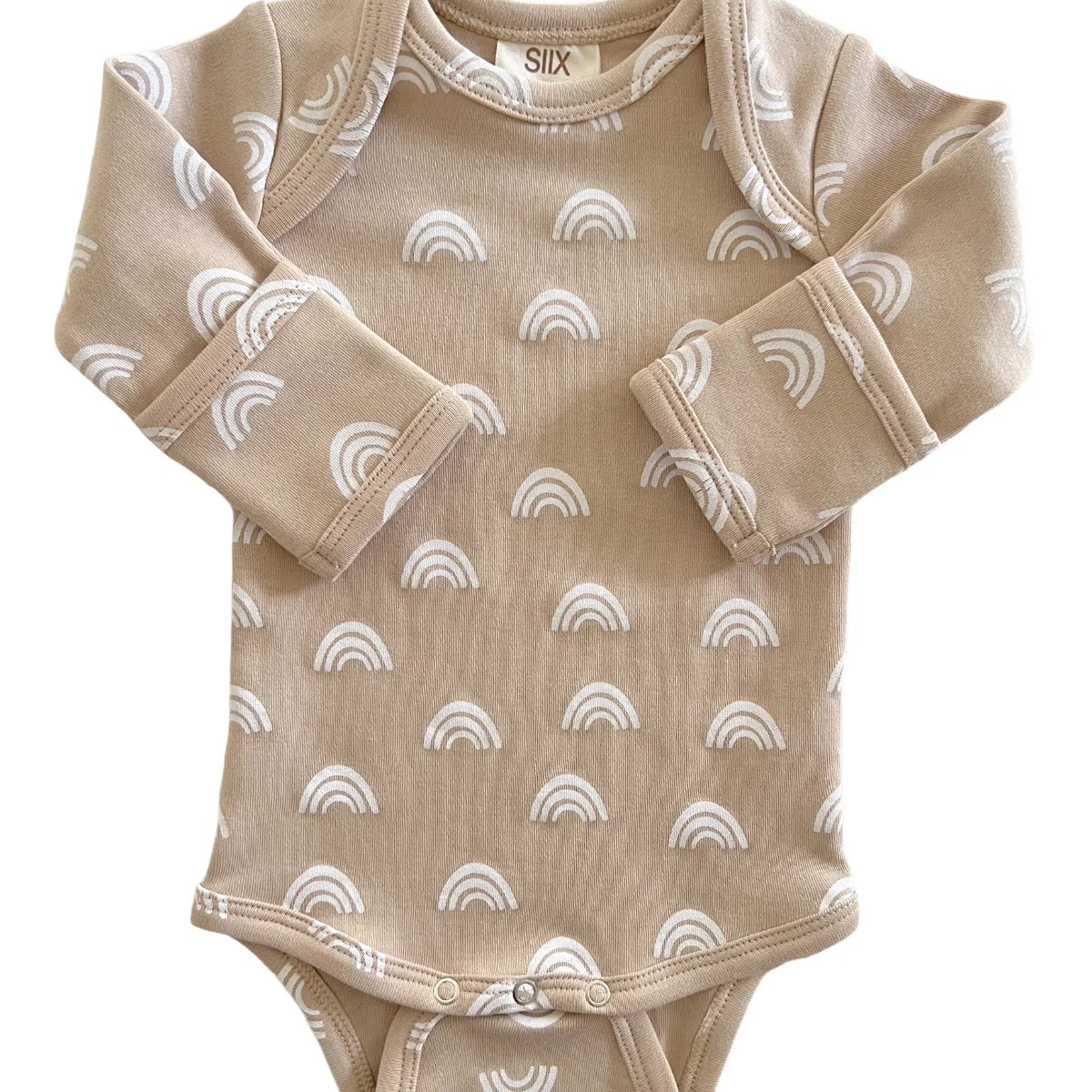 Tan Rainbow / Organic Long Sleeve Bodysuit | SpearmintLOVE