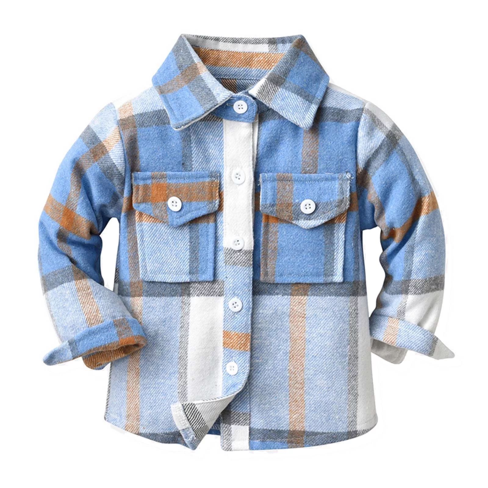 Toddler Kids Baby Boys Flannel Plaid Shirt Long Sleeve Lapel Button Down Tops Coat Jacket Outfits... | Walmart (US)