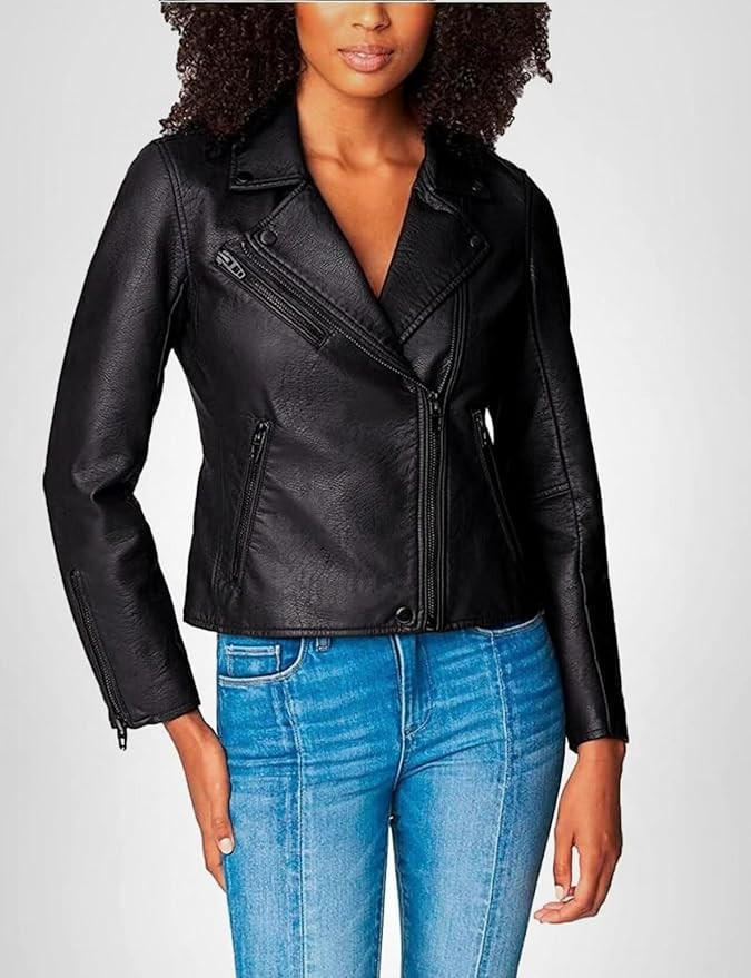 [BLANKNYC] Womens Luxury Clothing Semi Fitted Vegan Leather Motorcycle Jacket | Amazon (US)