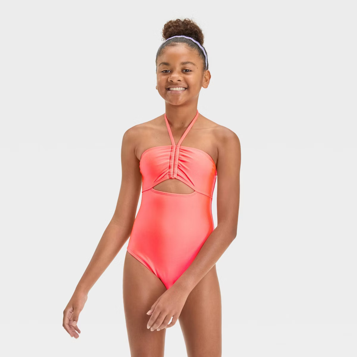 Girls' Shining Bright Solid One Piece Swimsuit - art class™ | Target