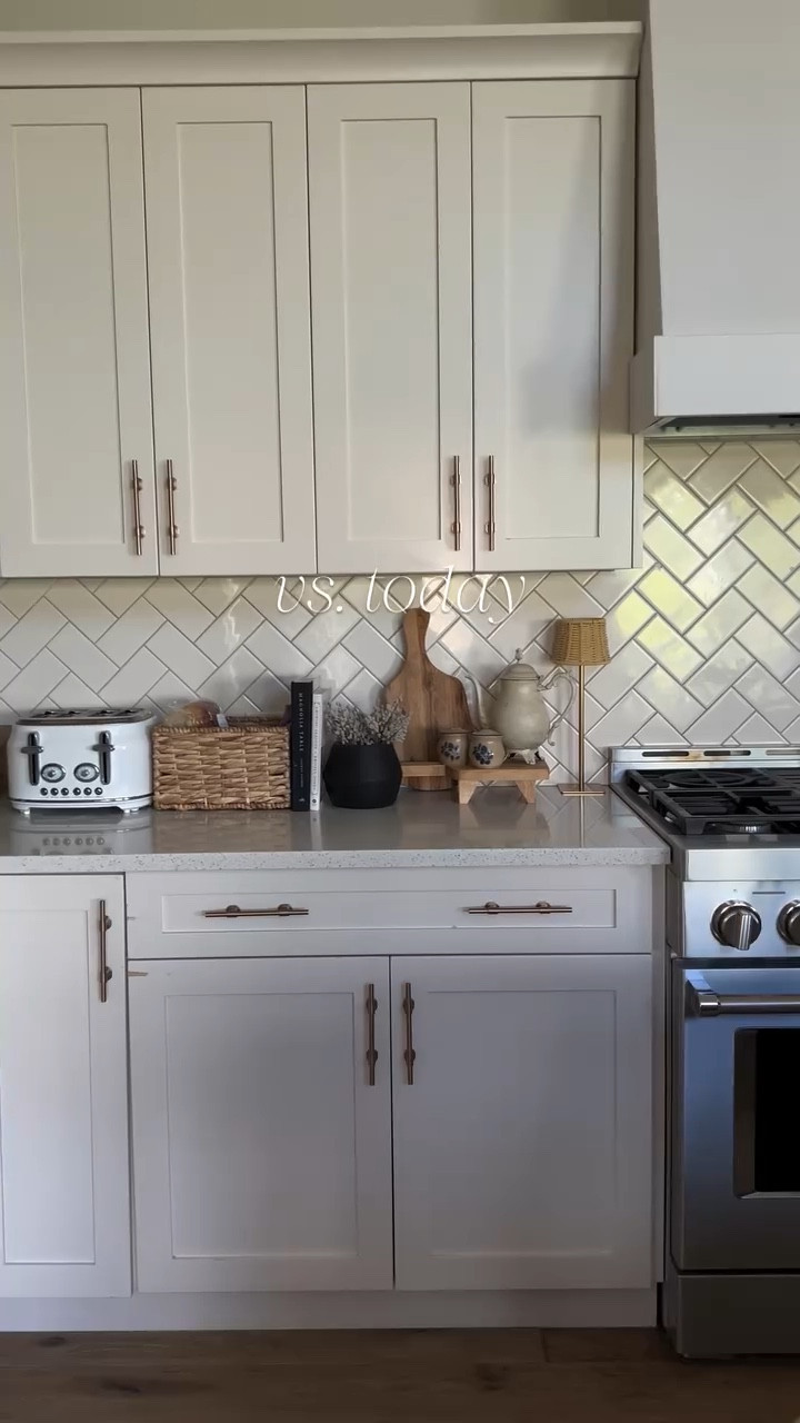 Kitchen before and after ✨🤍 

We have come a long way in the kitchen but we aren’t quite done yet. Next step and last for a long while will be the counter tops & backsplash. Stay tuned for that 👀

.
.
Kitchen ideas | light and airy kitchen inspo | brass hardware kitchen | neutral kitchen 
.
.
.
.
Comment SHOP & I’ll send you the links to my kitchen directly to your inbox 🔗🔗🔗
.
.
.
.
#kitcheninteriors #kitchenbeforeandafter #beforeandafterkitchen #kitchenremodel #neutralkitchen