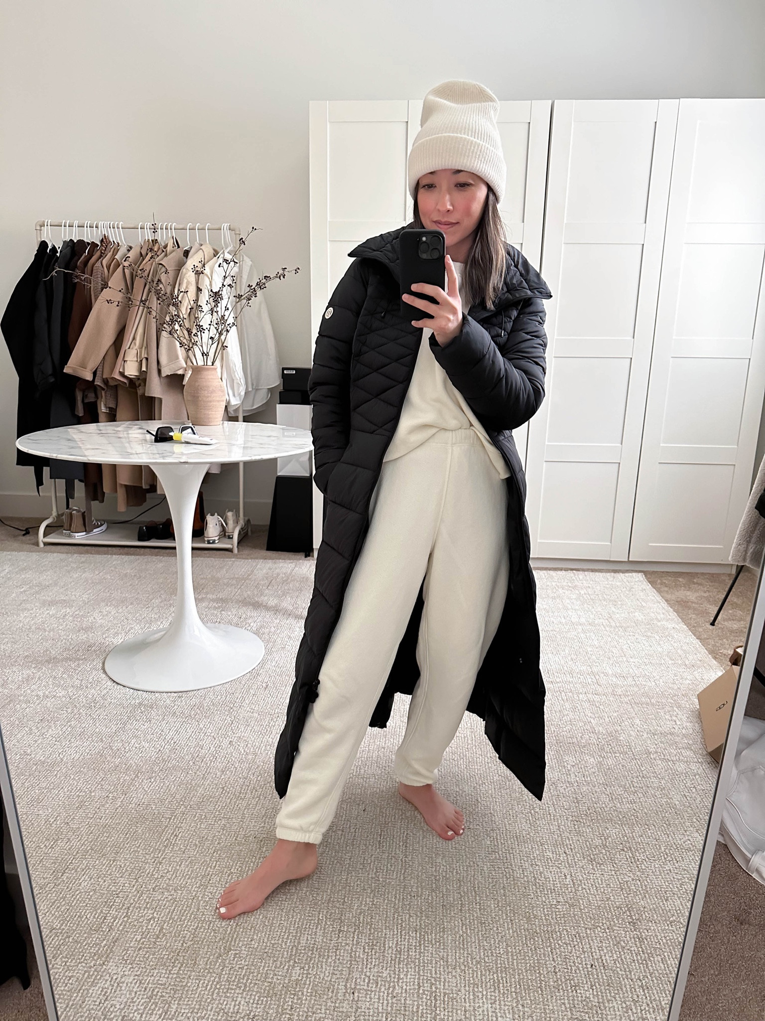 Bernardo maxi puffer coat on sale. I’m in the xs and this is an older version. Linked the new version. Wearing the xs but size up if you want to layer  