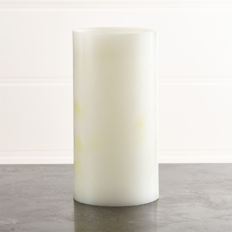 Flameless White 4"x8" Pillar Candle with Timer | Crate & Barrel