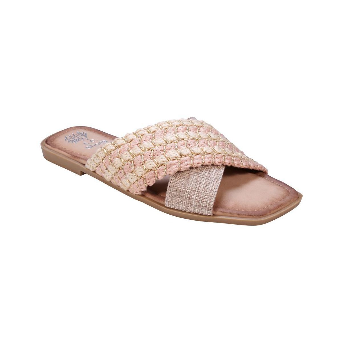GC Shoes Charita Cross Strap Woven Slide Flat Sandals | Target