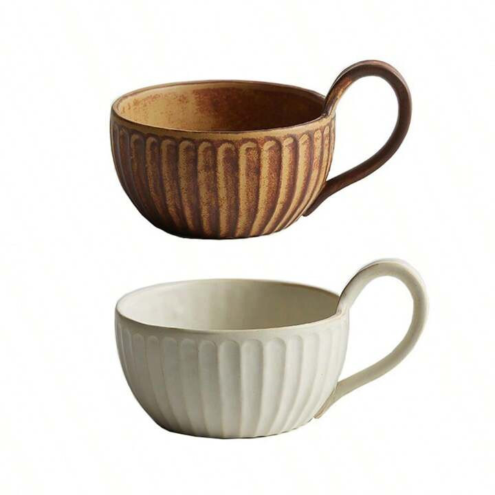 1Pcs 400ml Nordic Style Retro Ceramic Mug Vintage Rough Pottery Coffee Cup Breakfast Oatmeal Cups... | SHEIN