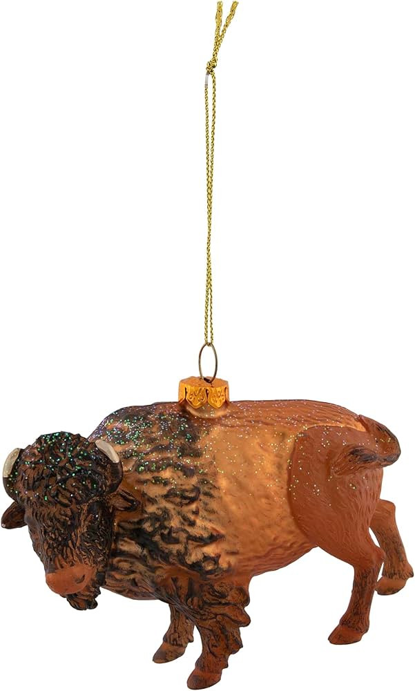 Northlight Glittered Copper Glass Buffalo Christmas Ornament, 4.25", Bronze | Amazon (US)