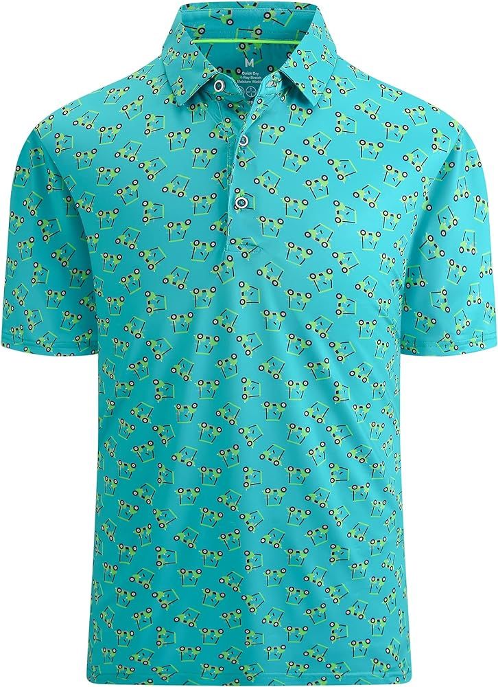 SAMERM Mens Golf Shirt Short Sleeve Print Performance Moisture Wicking Dry Fit Polo Shirts for Me... | Amazon (US)