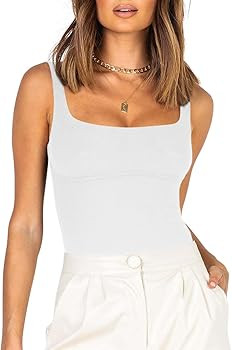 Reoria Square Neck Sleeveless Ribbed Tank | Amazon (US)