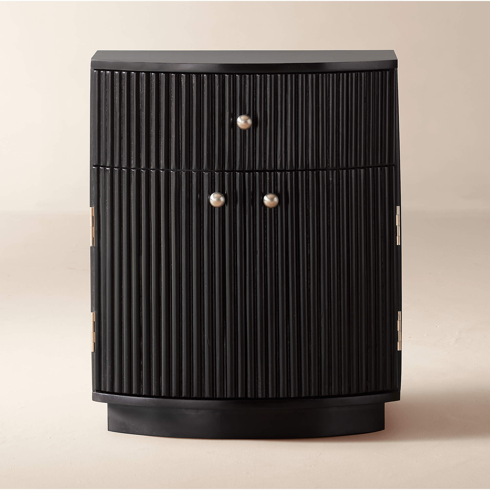 Cameo 20" Fluted Black Wood Nightstand with Drawer + Reviews | CB2 | CB2
