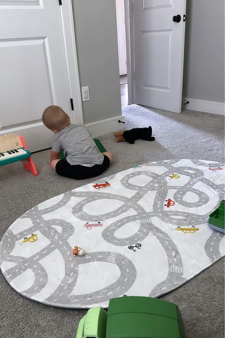 This kid’s Amazon rug has been a huge hit for Beckham’s room! He loves it! He drives his trucks around on it, points out the vehicles on the print, and lays on it while playing since it is so soft  

#LTKKids #LTKHome #LTKFindsUnder50