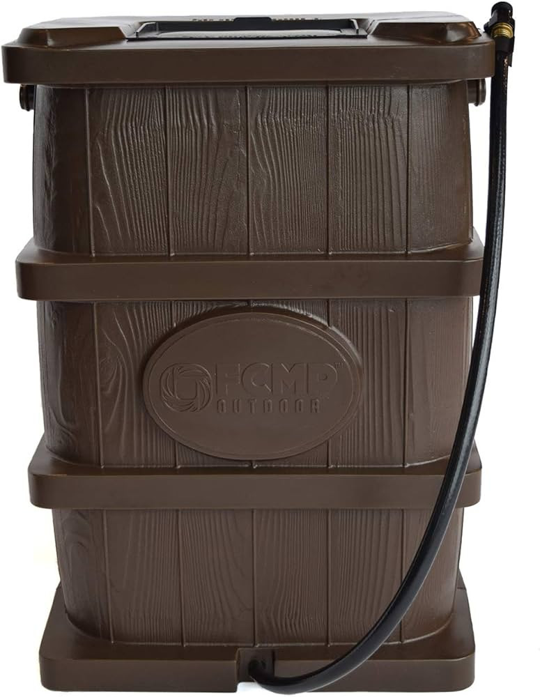 FCMP Outdoor Wood Grain Rain Barrel, Brown | Amazon (US)